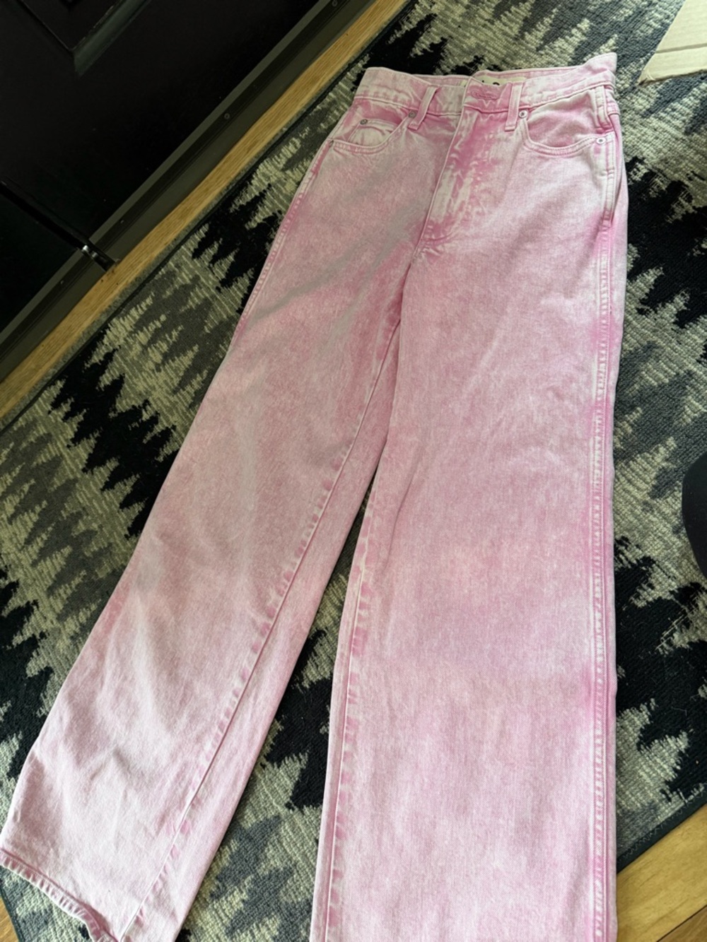 AMO Pink High-Rise Wide Leg Jeans